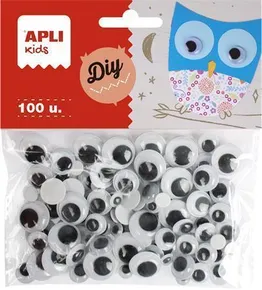 Samolepiace oči, okrúhle, čierno-biele, APLI Creative